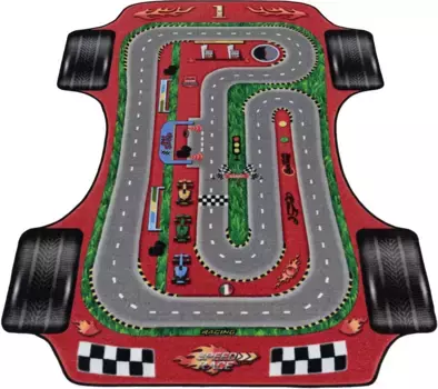 Ковры Айылдыз детский ковер "PLAY 2907", прямоугольный, прочный с коротким ворсом, гоночная трасса, машинки, детская комната Ayyildiz Teppiche 200х290 см, красный
