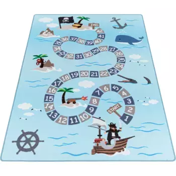 Ковры Айылдыз детский ковер "PLAY 2908", прямоугольный, высота 6 мм, прочный короткий ворс, пират, ковер для игр с цифрами, детская комната Ayyildiz Teppiche, цвет blau