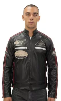 Кожаная байкерская куртка для гонок portland Infinity Leather, черный
