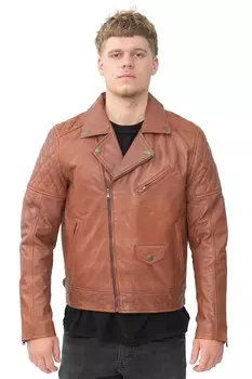 Кожаная байкерская куртка gibraltar с перекрестной молнией Infinity Leather, коричневый