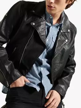Кожаная байкерская куртка Moto Superdry, черный