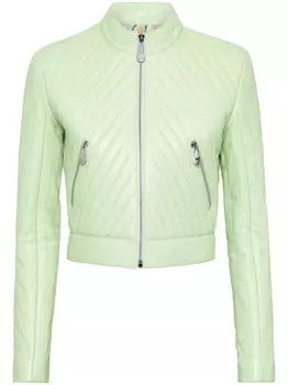Кожаная байкерская куртка Philipp Plein, зеленый