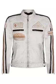Кожаная байкерская куртка Racing-Portland Infinity Leather, белый