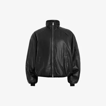 Кожаная байкерская куртка Rowan свободного кроя с воротником-воронкой Allsaints, черный