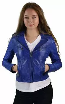 Кожаная байкерская куртка Timber Short TruClothing, цвет electric blue