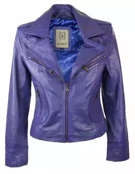 Кожаная байкерская куртка Timber Short TruClothing, фиолетовый