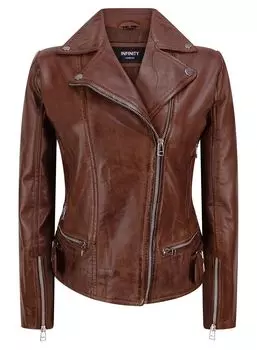Кожаная байкерская куртка TruClothing, коричневый