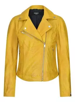 Кожаная байкерская куртка TruClothing, желтый