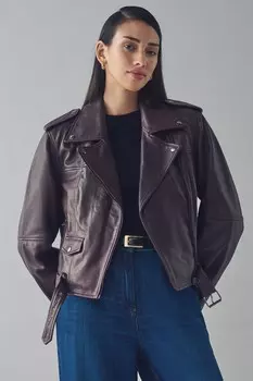 Кожаная байкерская куртка Urban Code, бургундия