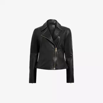 Кожаная байкерская куртка Vela с застежкой-молнией на манжетах Allsaints, черный