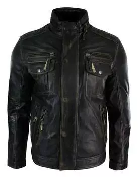 Кожаная байкерская куртка винтаж TruClothing, черный