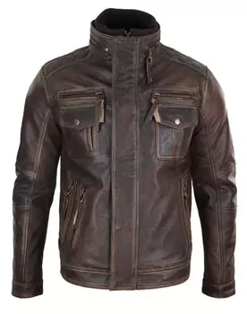 Кожаная байкерская куртка винтаж TruClothing, коричневый