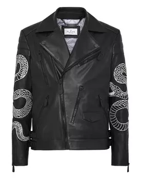 Кожаная Байкерская Змея Philipp Plein, черный