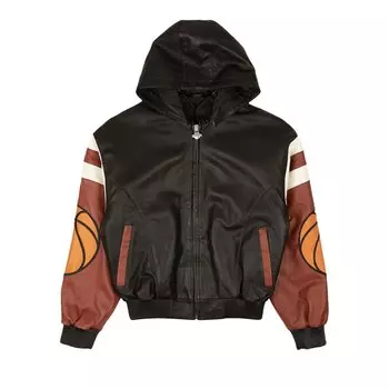 Кожаная баскетбольная куртка Just Don New York, цвет Черный