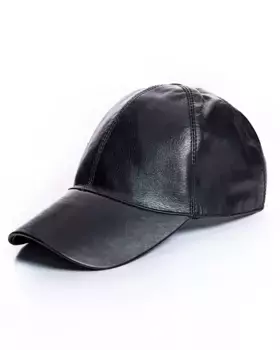 Кожаная бейсболка, черного цвета Maximilian, чёрный