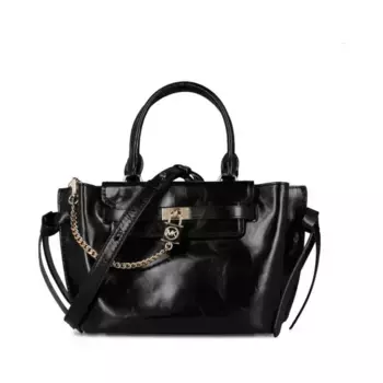 Кожаная большая сумка Hamilton Legacy Michael Kors, черный