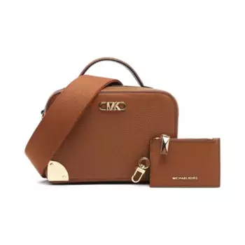 Кожаная большая сумка + клатч Michael Kors, коричневый