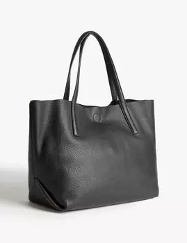 Кожаная большая сумка Marks & Spencer, черный