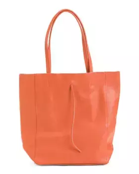 Кожаная большая сумка-шопер без подкладки, сделано в Италии Marlon, цвет Burnt Orange