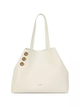 Кожаная большая сумка-шоппер Embleme Balmain, кремовый