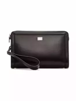 Кожаная борсетка с логотипом Dolce&Gabbana, черный