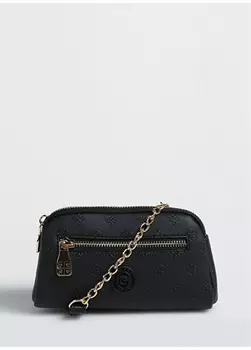 Кожаная черная женская сумка через плечо Pierre Cardin