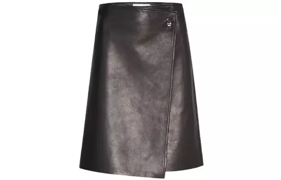 Кожаная длинная юбка женская черная Bottega Veneta