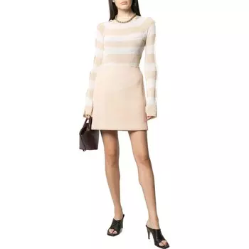 Кожаная длинная юбка женская хаки Bottega Veneta