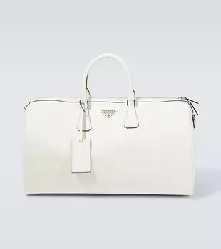 Кожаная дорожная сумка Duffel Prada, белый