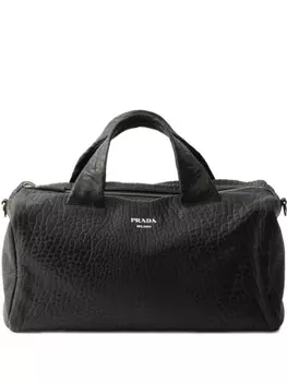 Кожаная дорожная сумка Prada, черный