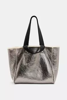 Кожаная двусторонняя сумка IZZY SHEARLING Allsaints, коричневый