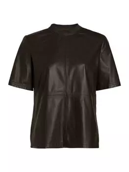 Кожаная футболка Amiri с сильными плечами, коричневый