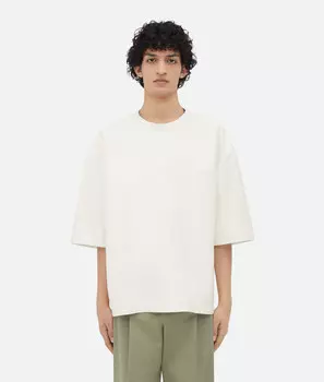 Кожаная футболка Bottega Veneta, белый