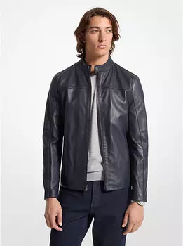 Кожаная гоночная куртка Michael Kors, черный