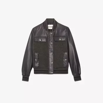 Кожаная и трикотажная куртка Clyde с ребристым воротником Claudie Pierlot, цвет divers