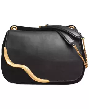 Кожаная и замшевая сумка-кроссбоди Malverne с цепочкой на ремне Donna Karan New York, серый