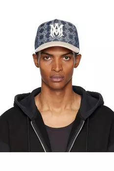 Кожаная кепка с джинсовым козырьком Amiri, индиго