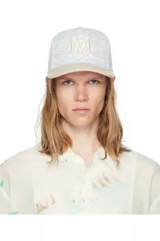 Кожаная кепка с джинсовым козырьком Amiri, белый