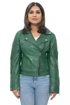 Кожаная классическая байкерская куртка brando баку Infinity Leather, зеленый