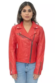 Кожаная классическая байкерская куртка brando баку Infinity Leather, красный