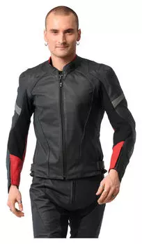 Кожаная комбинированная куртка C-1101 Rekurv, черный/красный