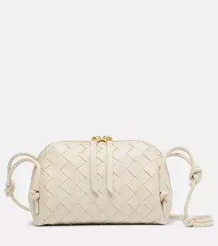 Кожаная концертная сумка через плечо Bottega Veneta, Sea Salt-Gold