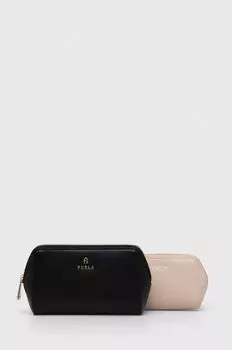 Кожаная косметичка из двух пар Furla, черный