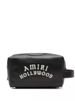 Кожаная косметичка с логотипом AMIRI, черный