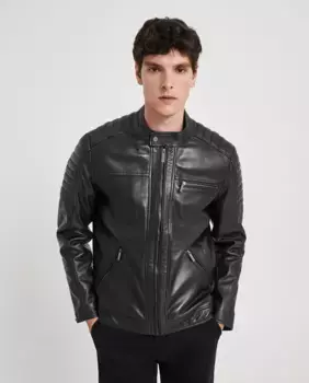 Кожаная косуха байкера мужская Easy Wear, черный