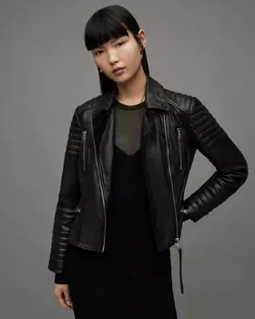 Кожаная косуха Leoni AllSaints, черный