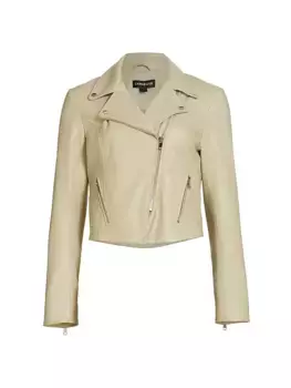 Кожаная косуха Monica из веганского материала Lamarque, цвет sage