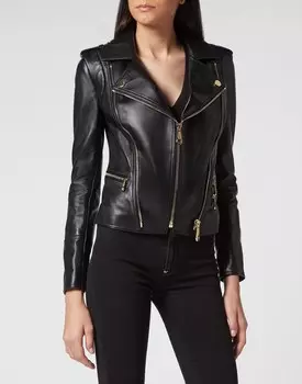 Кожаная косуха Philipp Plein, черный