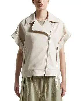 Кожаная косуха с коротким рукавом Peserico, коричневый/бежевый