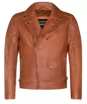 Кожаная косуха с перекрестной молнией - Гибралтар Infinity Leather, коричневый